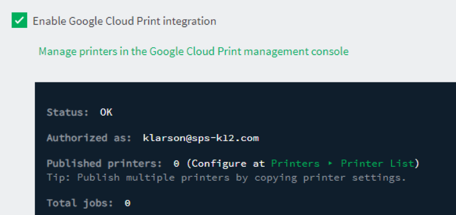 google cloud print multiple accounts
