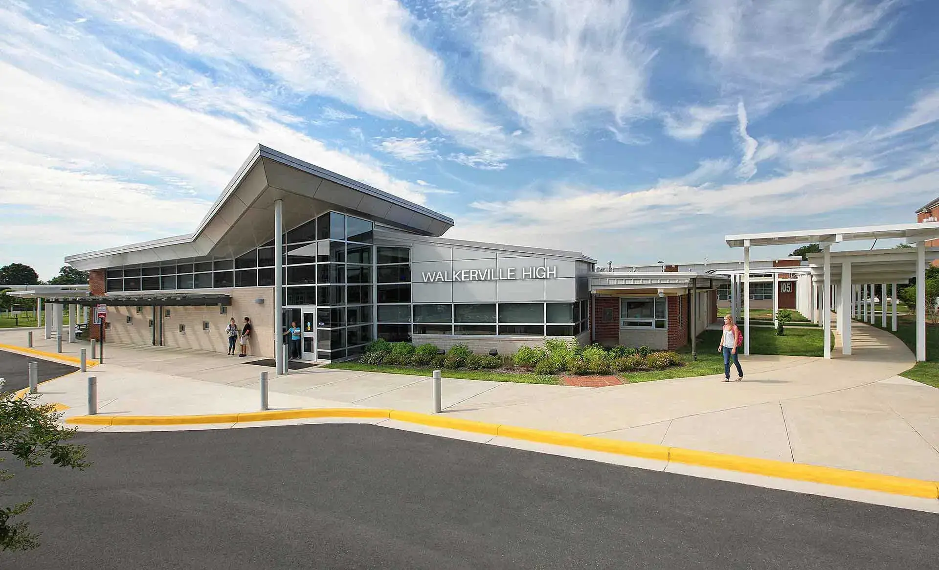 Walkerville High School building entrance outside